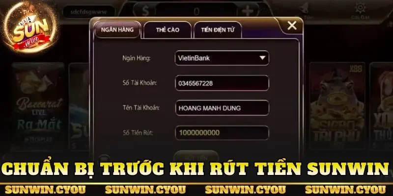 Chuẩn bị trước khi rút tiền Sunwin